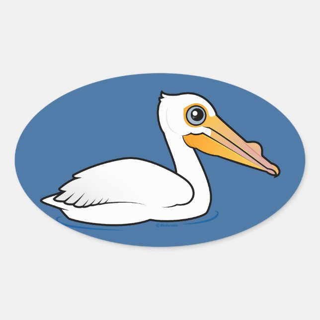 Sticker Ovale Pélican blanc américain (Devant)