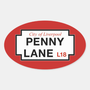 Sticker Ovale Penny Lane, panneau de rue, Liverpool, Royaume-Uni