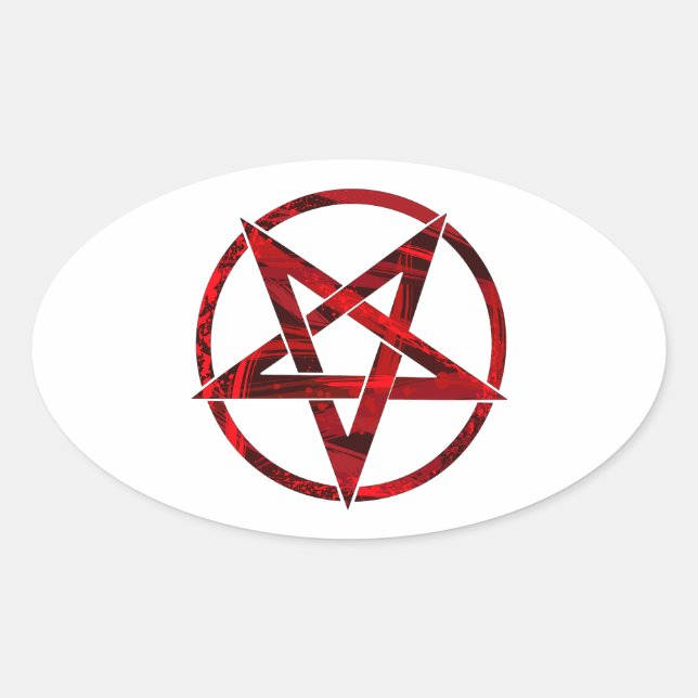 Sticker Ovale Pentagram Red Devil (Devant)