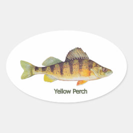 Sticker Ovale Perche jaune intitulé
