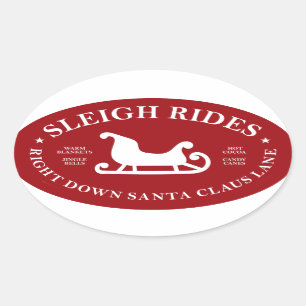 Sticker Ovale Père Noël Lane Sleigh Rides