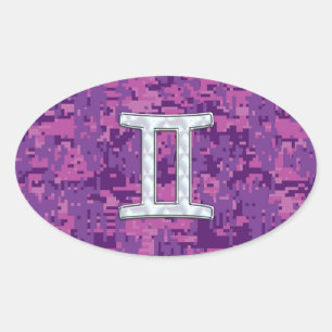 Sticker Ovale Perle comme Gemini Zodiac Symbole Camouflage numér