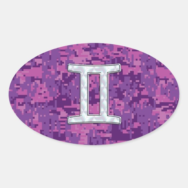 Sticker Ovale Perle comme Gemini Zodiac Symbole Camouflage numér (Devant)
