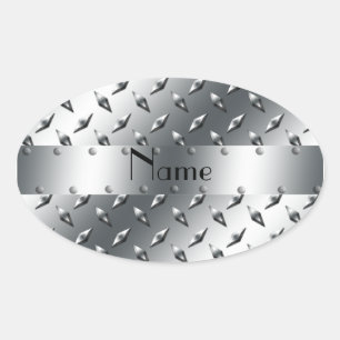Sticker Ovale Personnalisé avec votre nom plaque diamant acier