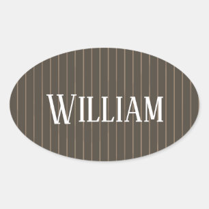 Sticker Ovale Personnalised brown retro pinstripes