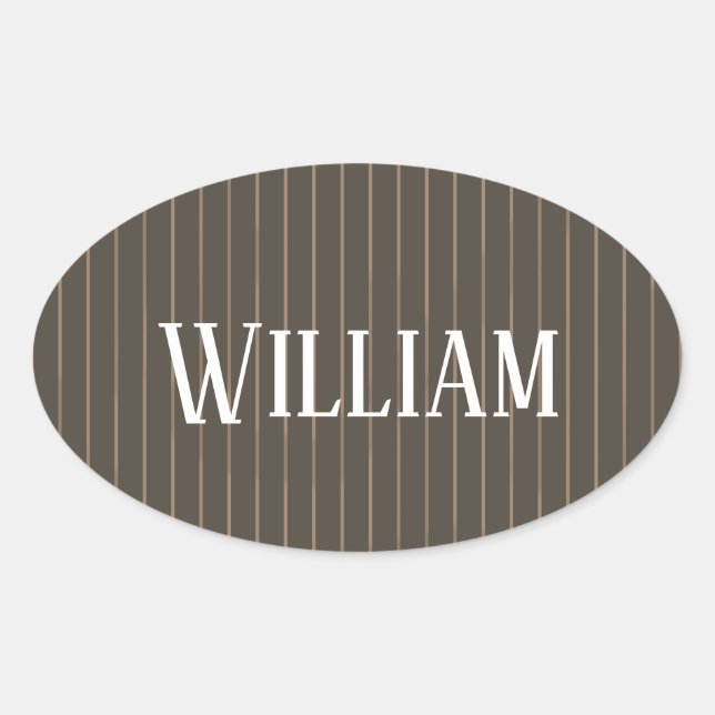 Sticker Ovale Personnalised brown retro pinstripes (Devant)