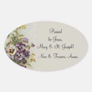 Sticker Ovale Personnaliser florale vintage de citation de