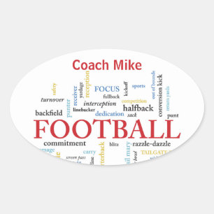 Sticker Ovale Personnaliser, Football Coach Merci en mots