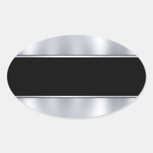 Sticker Ovale Personnaliser modèle vierge Faux argent noir