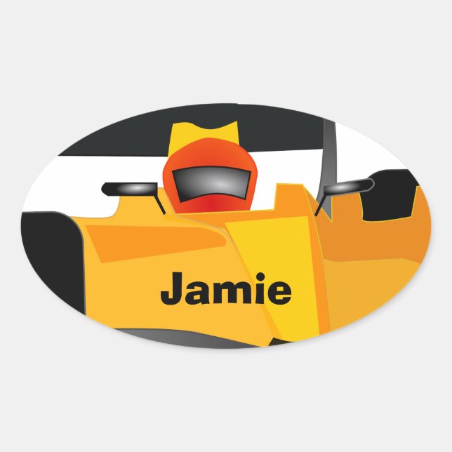 Sticker Ovale Personnaliser Race Car Cadeaux de fête d'anniversa (Devant)