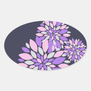 Sticker Ovale Pétales Magiques Fleurs violettes