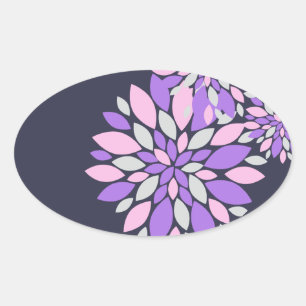 Sticker Ovale Pétales Magiques Fleurs violettes