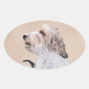 Sticker Ovale Petit Basset Griffon Vendéen Peinture - Chien Art