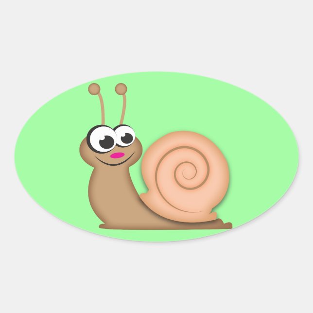 Sticker Ovale Petit escargot de dessin (Devant)