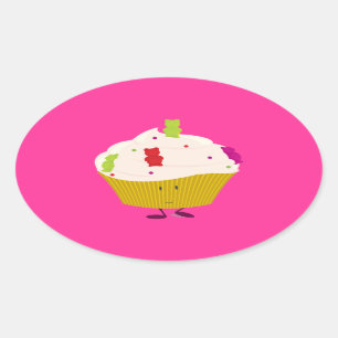 Sticker Ovale Petit gâteau gommeux de sourire d'ours