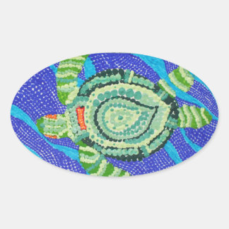 Sticker Ovale Petite tortue avec de nombreux points