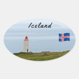 Sticker Ovale Phare de la péninsule de Vatnsnes - Islande