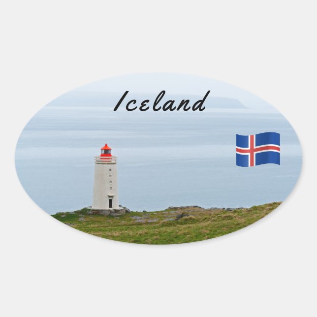 Sticker Ovale Phare de la péninsule de Vatnsnes - Islande (Devant)