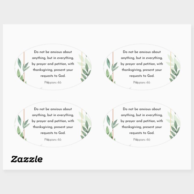 Sticker Ovale Philippiens 4:6, Verse de la Bible (Feuille)