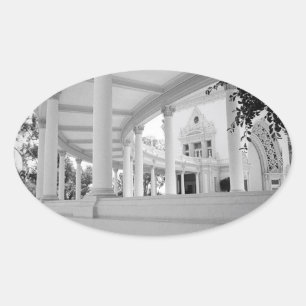 Sticker Ovale Photo noire et blanche d'architecture vintage de
