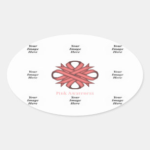 Sticker Ovale Pink Clover Ribbon