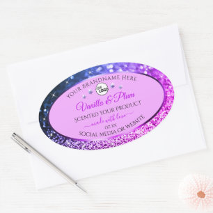 Sticker Ovale Pink Purple Blue Ombre Parties scintillant Logo Ét