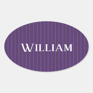Sticker Ovale Pinstripes pourpres