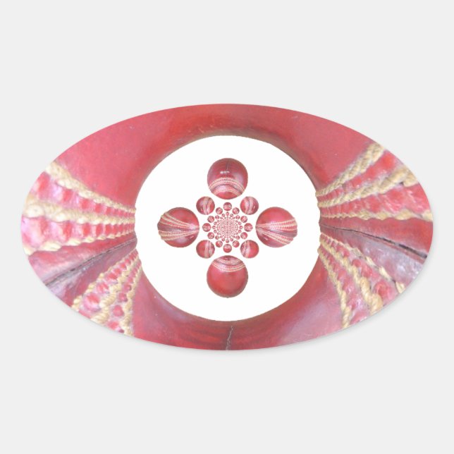 Sticker Ovale Pitch Kaleidoscope : Le Cricket Balls The Game's H (Devant)