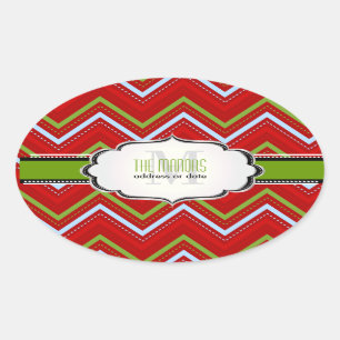 Sticker Ovale PixDezines couleurs Chevron/Noël/do-it-yourself