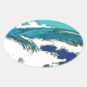 Sticker Ovale PixDezines konen uehara vagues océaniques, 上 原