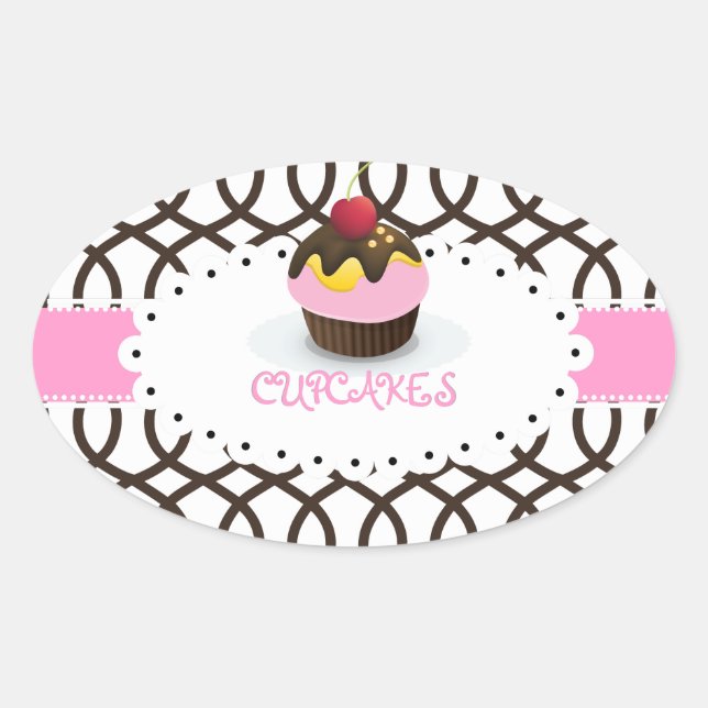Sticker Ovale PixDezines monaco trellis+cupcake/do-it-yourself c (Devant)
