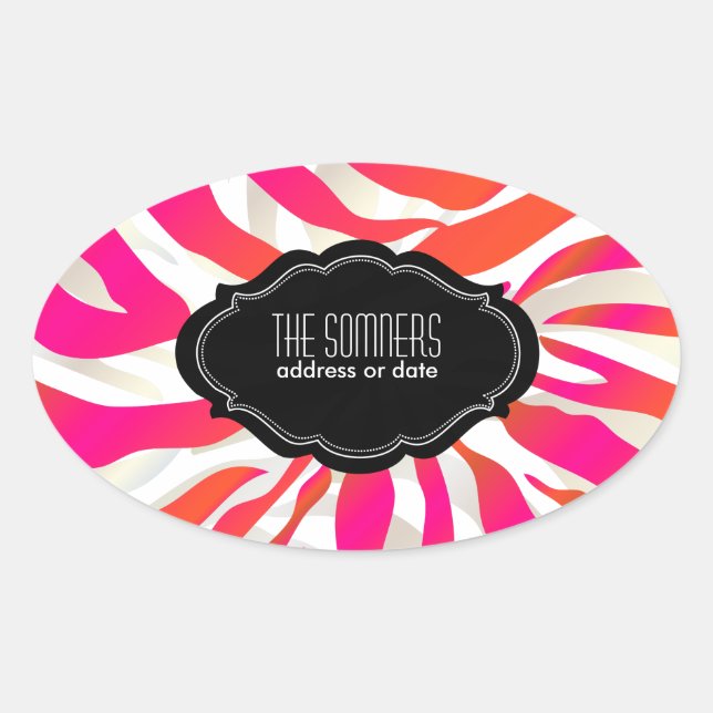 Sticker Ovale PixDezines Zèbre / do-it-yourself couleur (Devant)