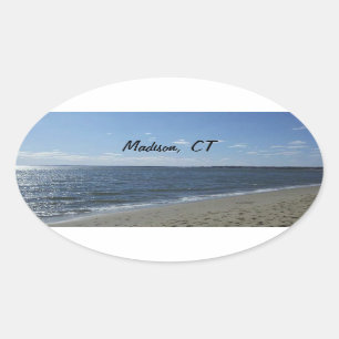 Sticker Ovale Plage de Madison CT le Connecticut Hammonasset