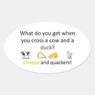 Sticker Ovale Plaisanterie au fromage et aux quackers