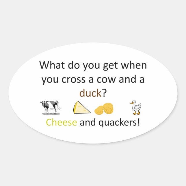 Sticker Ovale Plaisanterie au fromage et aux quackers (Devant)