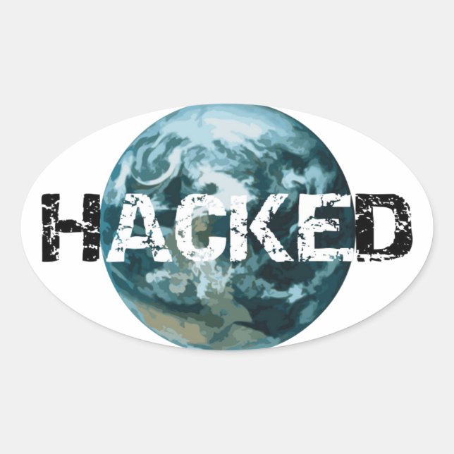 Sticker Ovale planète Terre piratée (Devant)