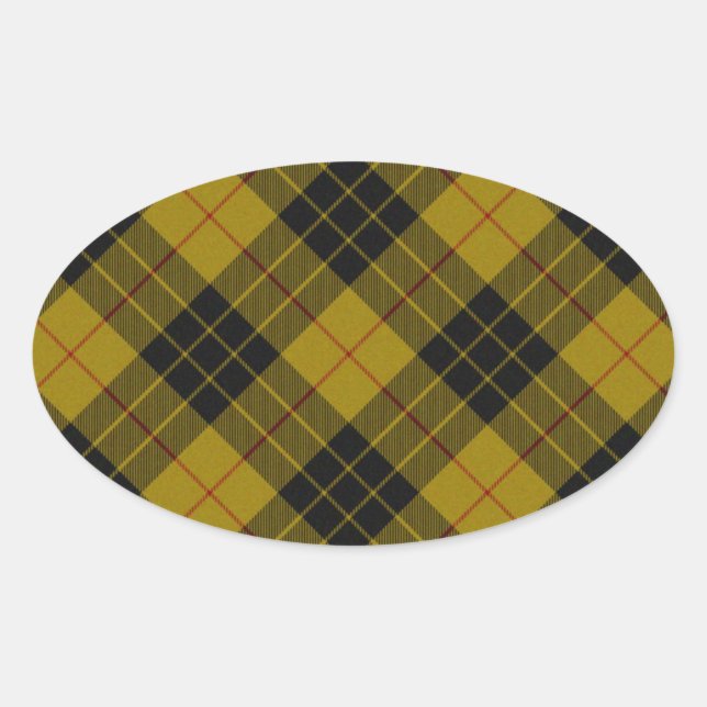 Sticker Ovale Plaque noire jaune tartan MacLeod (Devant)