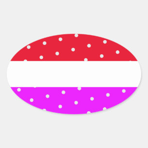 Sticker Ovale Plat brillant Pointe Rouge Rose Blancs