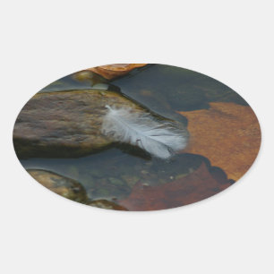 Sticker Ovale Plumes blanches