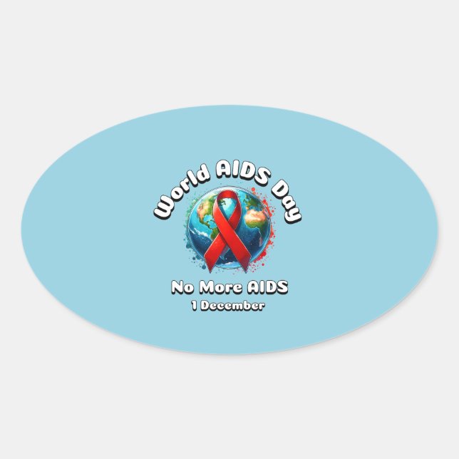 Sticker Ovale Plus De Sida. Journée mondiale du sida (Devant)