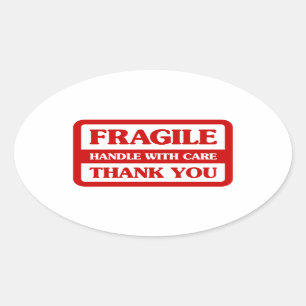 Sticker Ovale Poignée Fragile Avec Soin