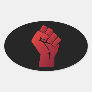 Sticker Ovale Poing de dégradé rouge élevé