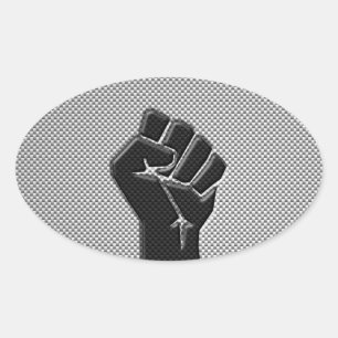 Sticker Ovale Poing de solidarité en fibre de carbone