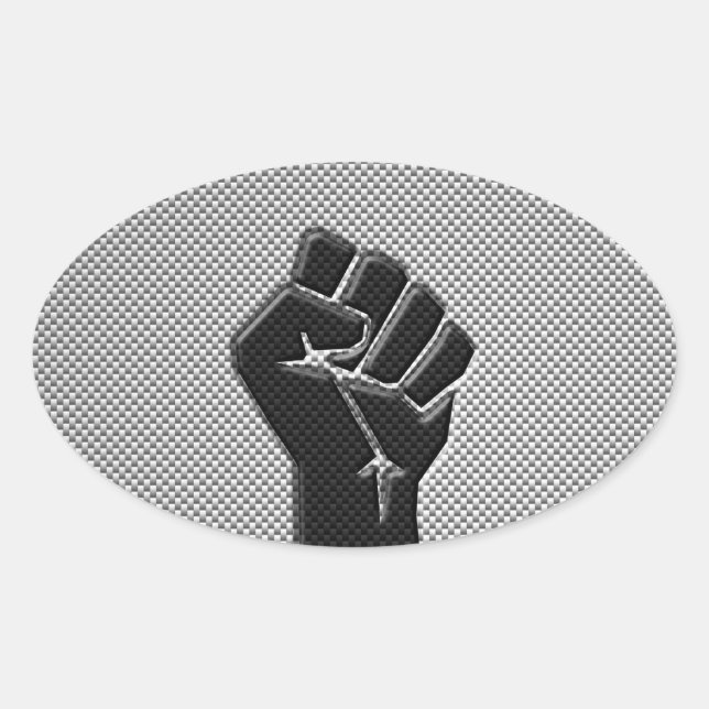 Sticker Ovale Poing de solidarité en fibre de carbone (Devant)