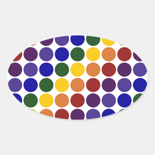 Sticker Ovale Pois arc-en-ciel en blanc (Devant)