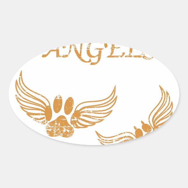 Sticker Ovale Pois de animal de compagnie angélique en détresse (Devant)