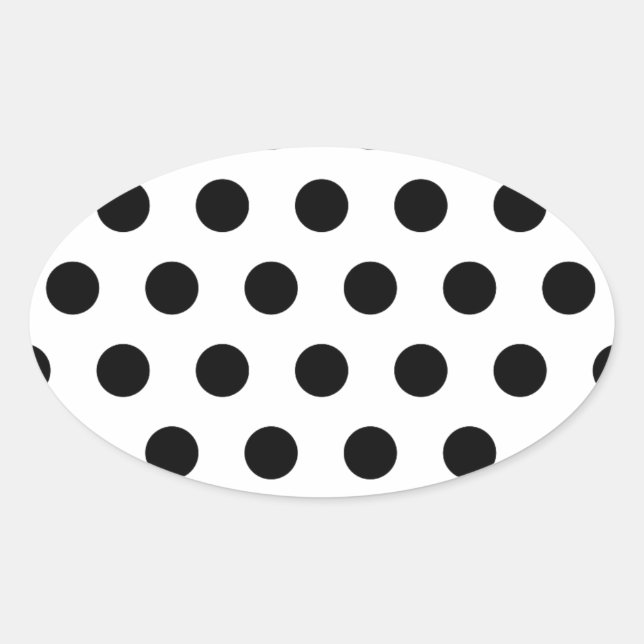 Sticker Ovale Pois noirs et blancs personnalisés (Devant)