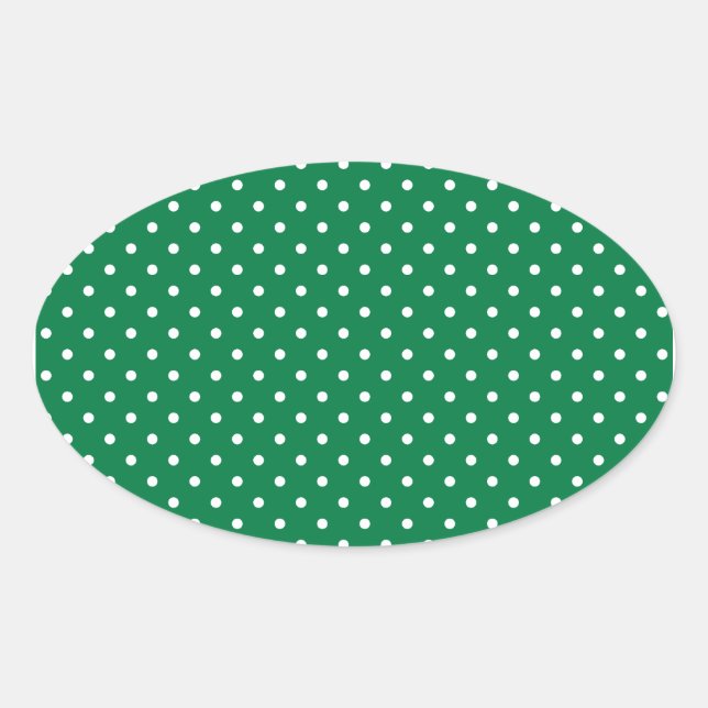 Sticker Ovale Pois verts et blancs (Devant)