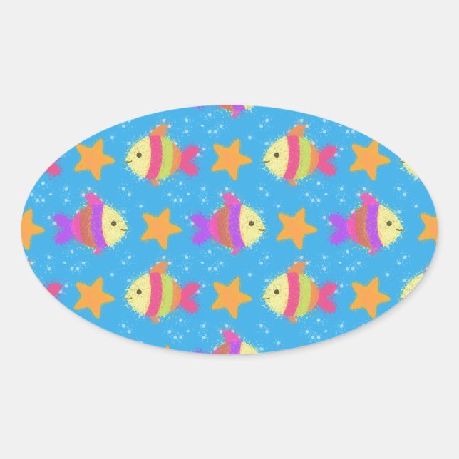 Sticker Ovale Poisson Et Motif D'Épée (Devant)