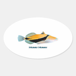Sticker Ovale Poissons de Humu Humu